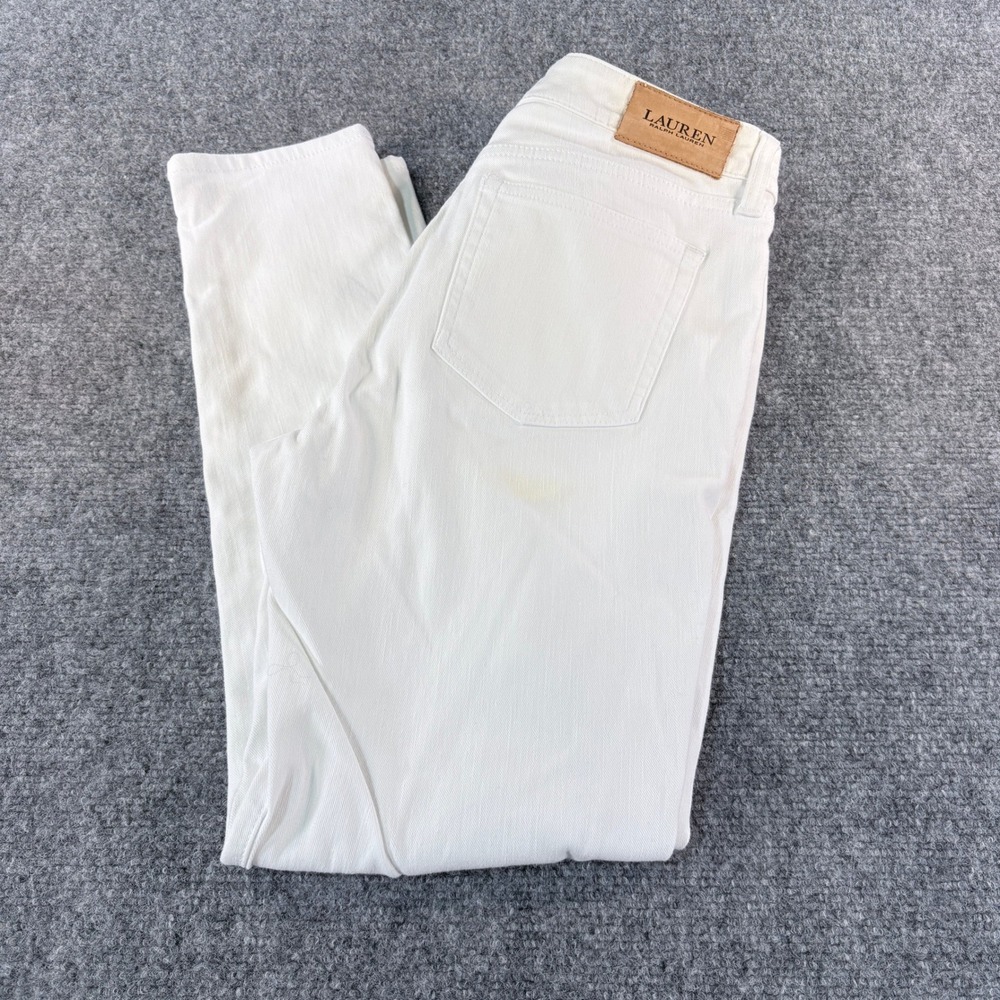 Lauren Ralph Lauren Women White Straight Leg Denim Pants Size 4 READ